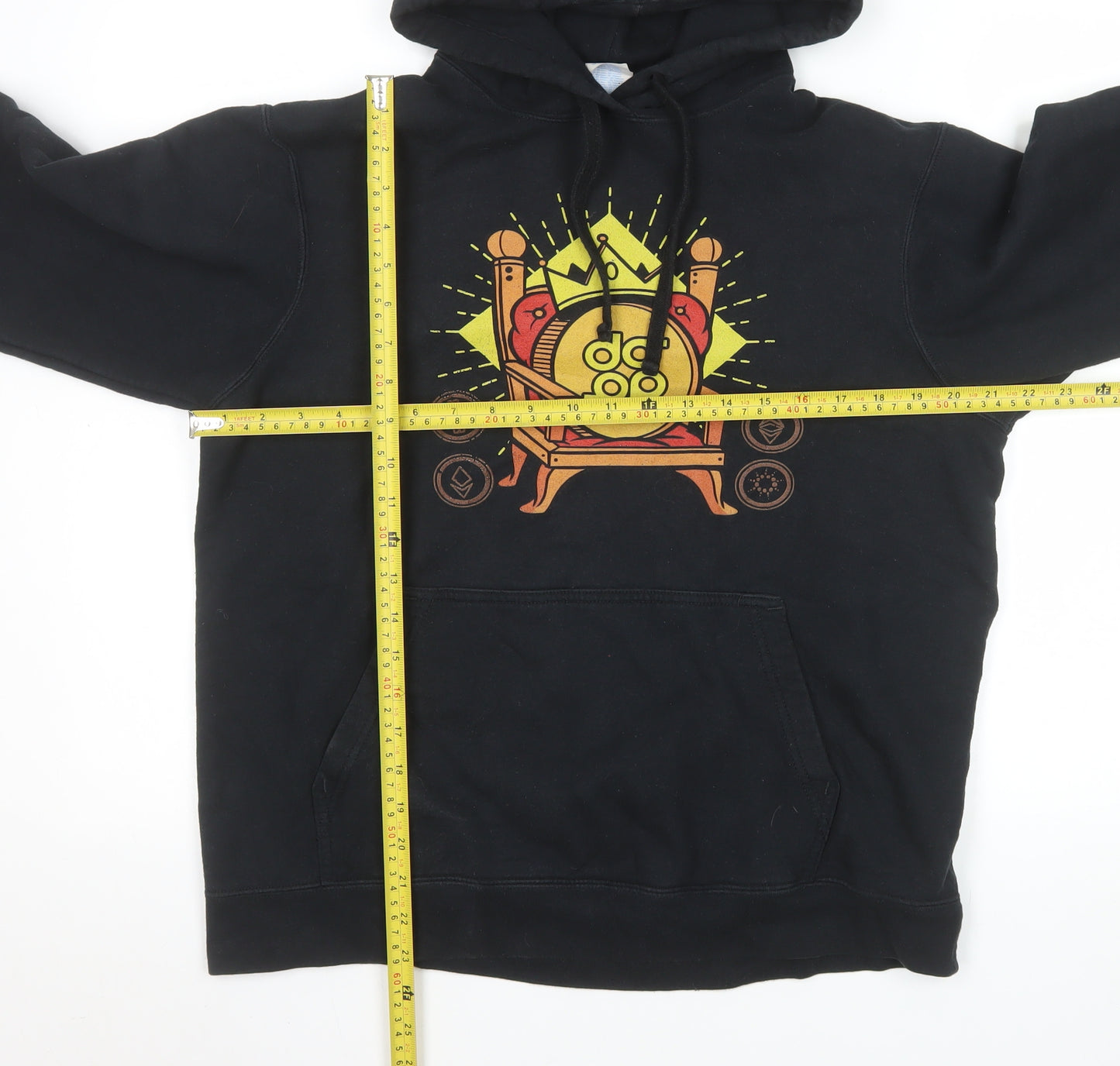 Port & Company Men's Black Pullover Hoodie M Graphic Print Fleece