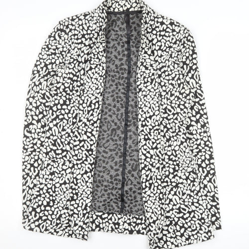 Next Women Black White Animal Print Blazer Size 14 Cotton Stretch Jacket