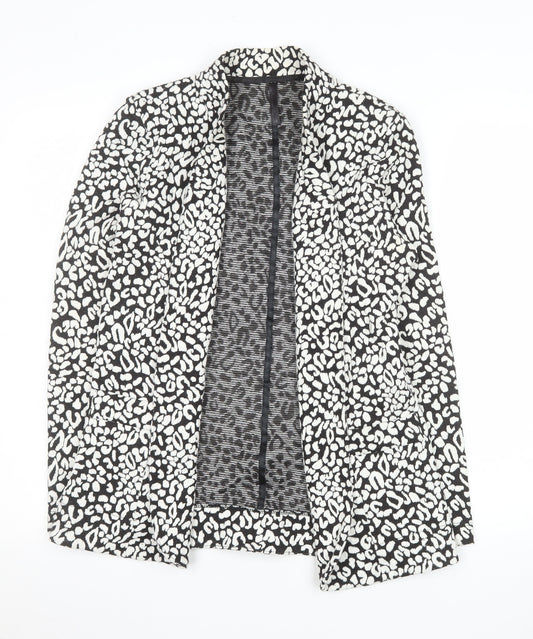 Next Women Black White Animal Print Blazer Size 14 Cotton Stretch Jacket