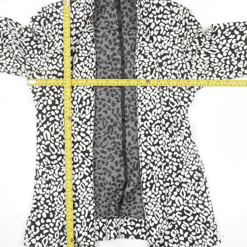 Next Women Black White Animal Print Blazer Size 14 Cotton Stretch Jacket