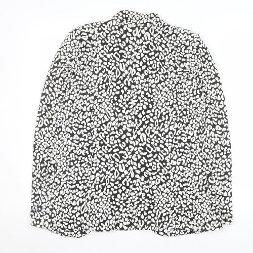Next Women Black White Animal Print Blazer Size 14 Cotton Stretch Jacket