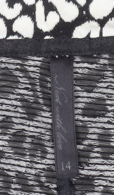 Next Women Black White Animal Print Blazer Size 14 Cotton Stretch Jacket