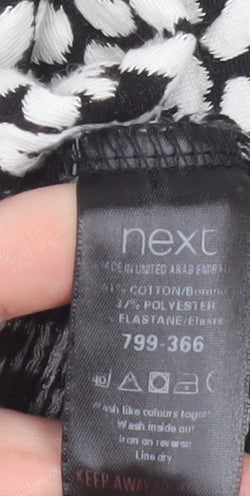 Next Women Black White Animal Print Blazer Size 14 Cotton Stretch Jacket