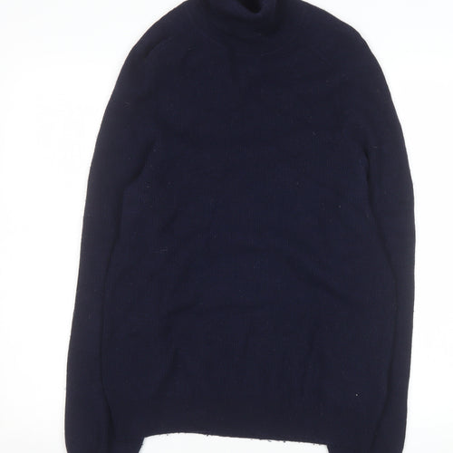 Reiss Womens Navy Merino Wool Roll Neck Jumper Size M