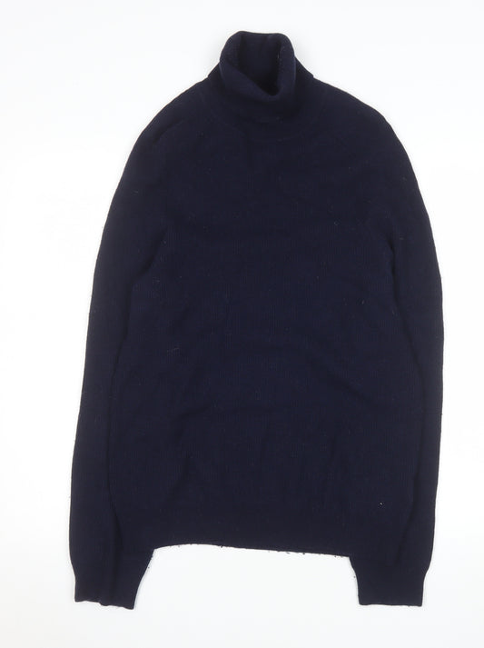 Reiss Womens Navy Merino Wool Roll Neck Jumper Size M