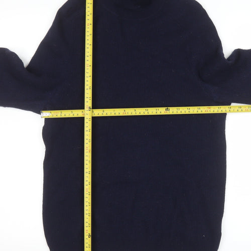 Reiss Womens Navy Merino Wool Roll Neck Jumper Size M