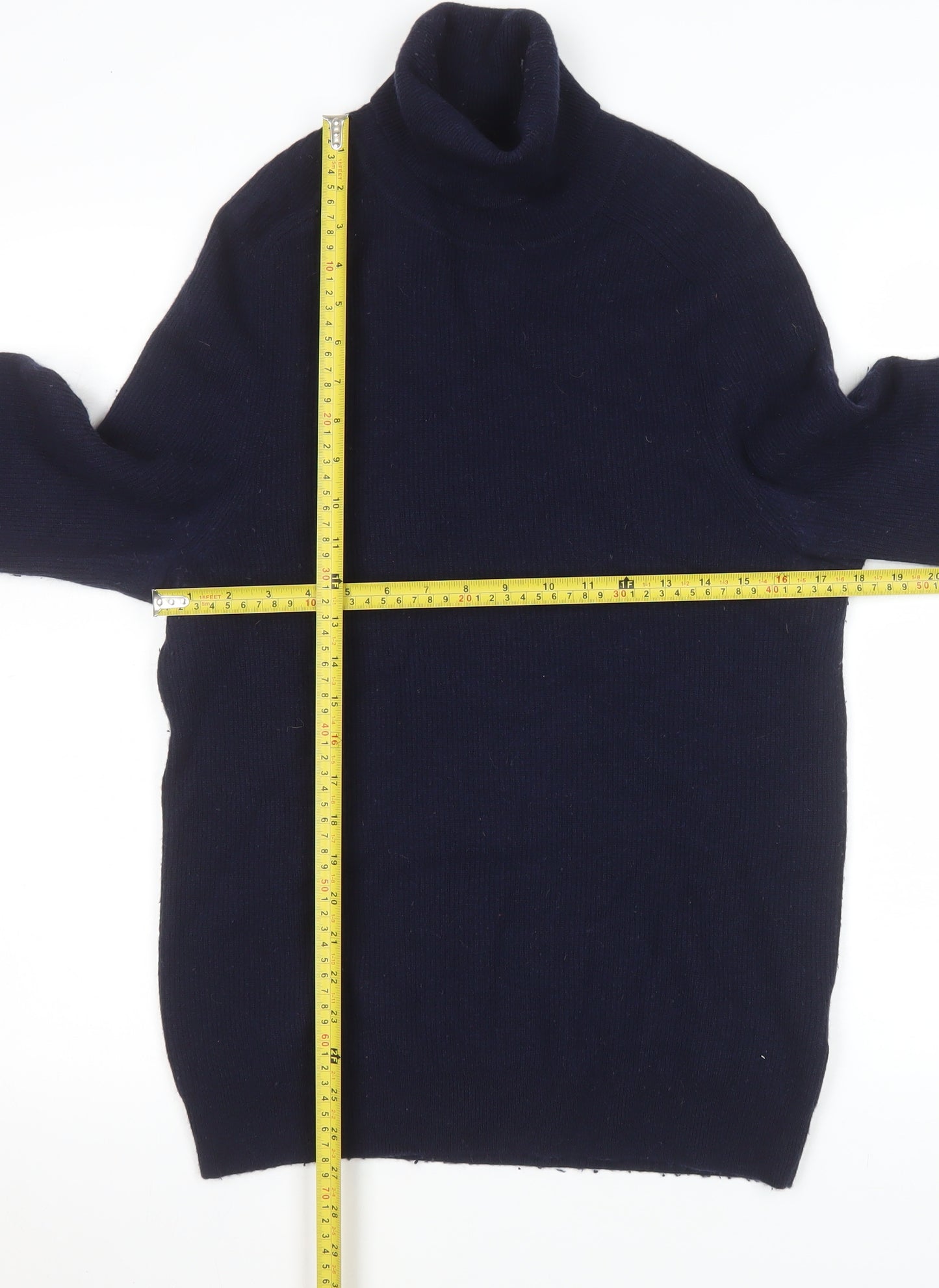 Reiss Womens Navy Merino Wool Roll Neck Jumper Size M