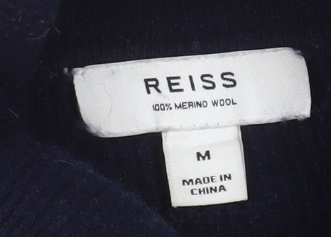 Reiss Womens Navy Merino Wool Roll Neck Jumper Size M