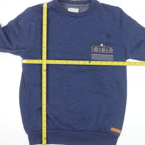 Nanny State Men's Blue Fair Isle Pocket Crew Neck Sweatshirt Medium