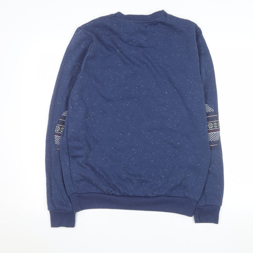 Nanny State Men's Blue Fair Isle Pocket Crew Neck Sweatshirt Medium