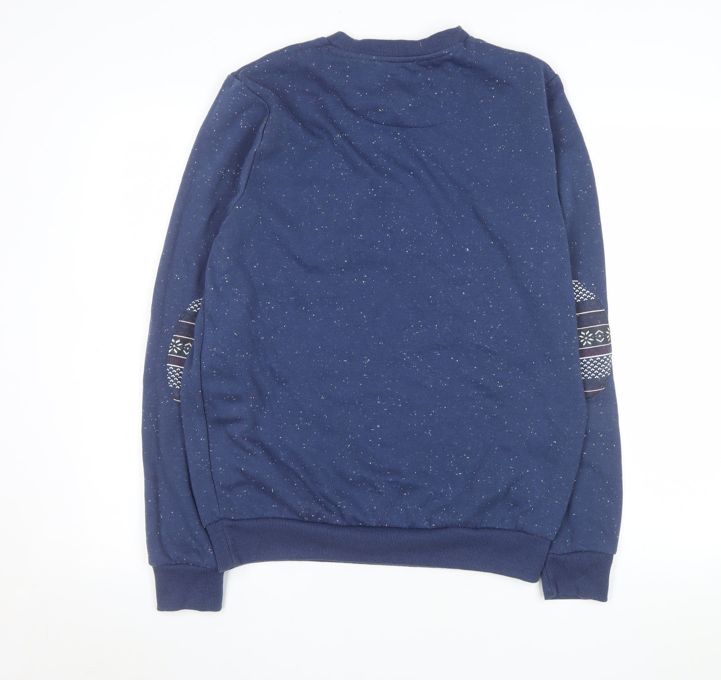 Nanny State Men's Blue Fair Isle Pocket Crew Neck Sweatshirt Medium