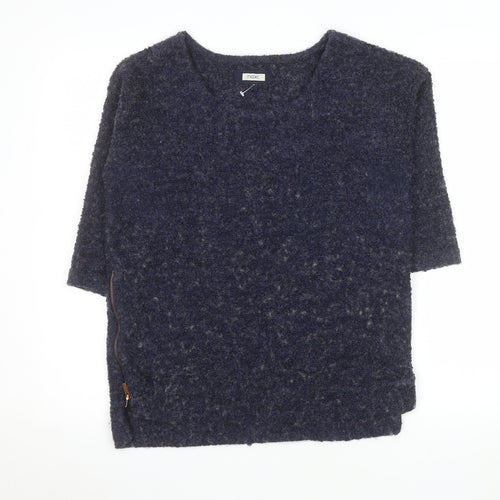 Next Women's Blue Wool Blend Chunky Knit 3/4 Sleeve Pullover Jumper Size 12