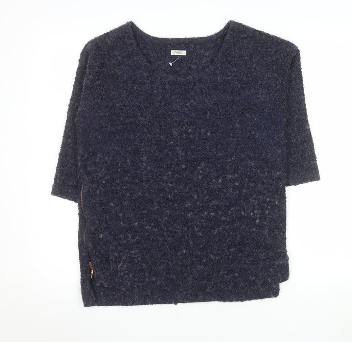 Next Women's Blue Wool Blend Chunky Knit 3/4 Sleeve Pullover Jumper Size 12