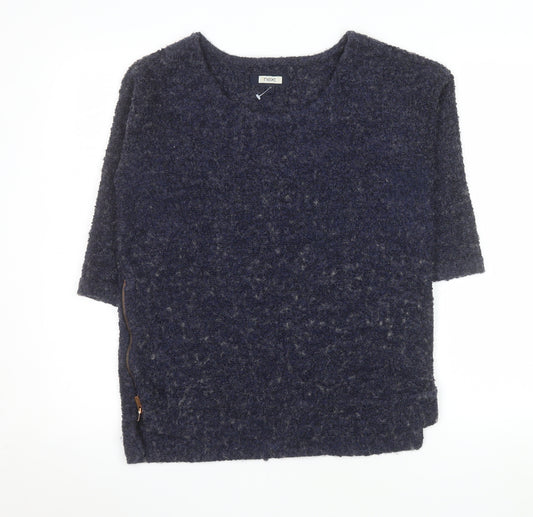 Next Women's Blue Wool Blend Chunky Knit 3/4 Sleeve Pullover Jumper Size 12