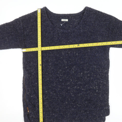Next Women's Blue Wool Blend Chunky Knit 3/4 Sleeve Pullover Jumper Size 12