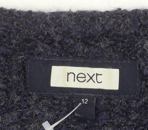 Next Women's Blue Wool Blend Chunky Knit 3/4 Sleeve Pullover Jumper Size 12