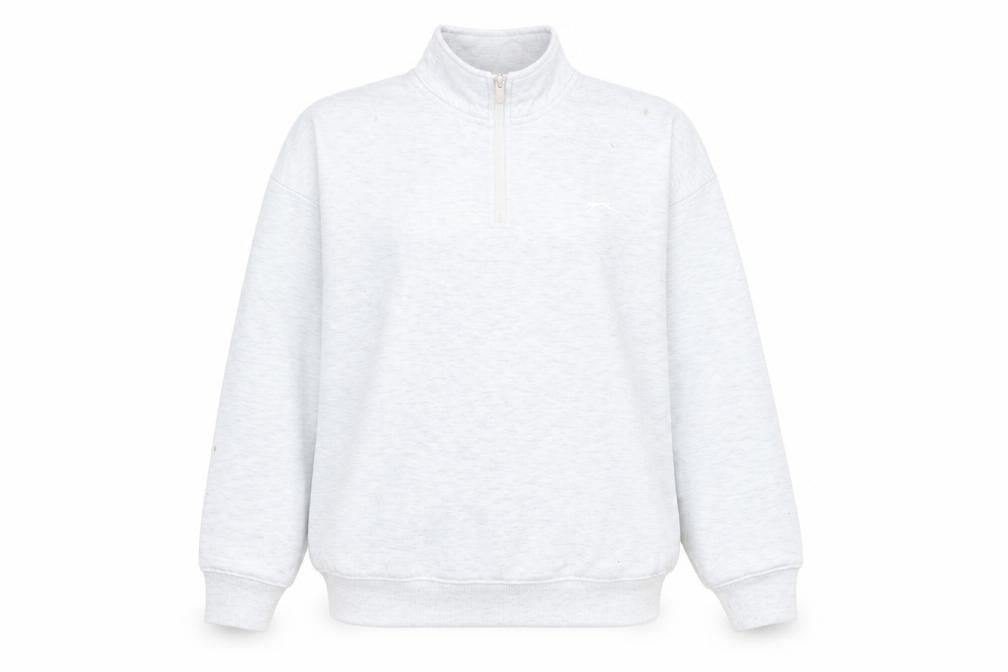 Front view of Slazenger women’s grey 1/2 zip pullover sweatshirt, size UK 8, xs
