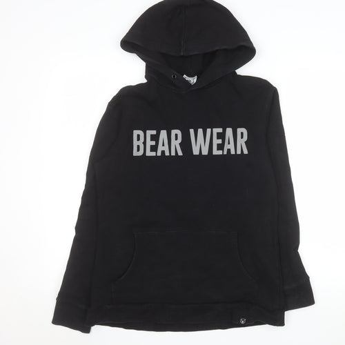 Bear Wear Mens Black Pullover Hoodie L Logo Fleece Sweatshirt
