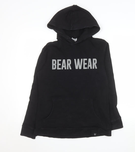Bear Wear Mens Black Pullover Hoodie L Logo Fleece Sweatshirt