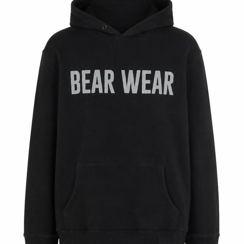 Bear Wear Mens Black Pullover Hoodie L Logo Fleece Sweatshirt