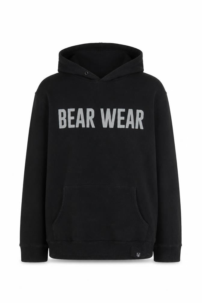 Bear Wear Mens Black Pullover Hoodie L Logo Fleece Sweatshirt