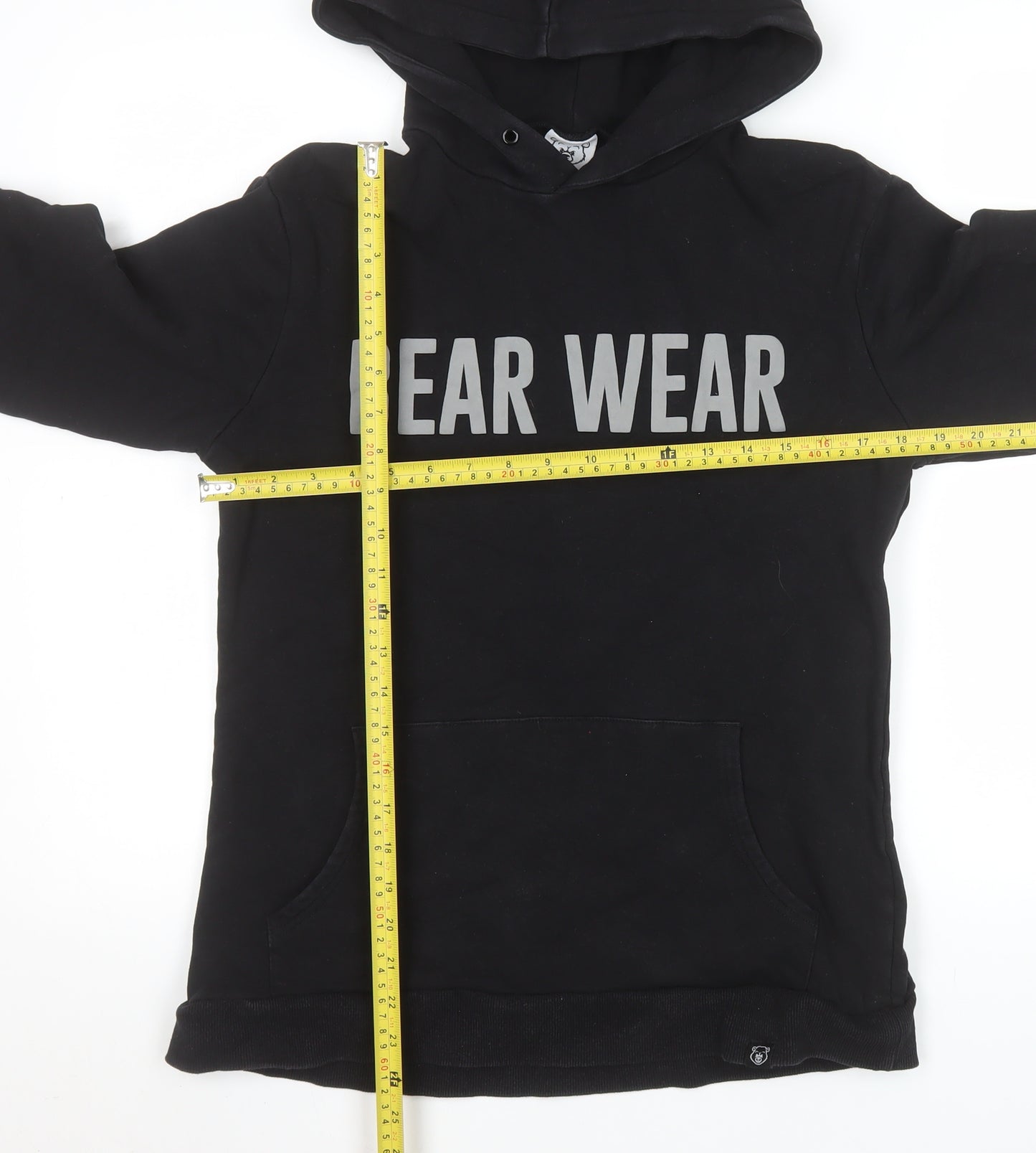 Bear Wear Mens Black Pullover Hoodie L Logo Fleece Sweatshirt