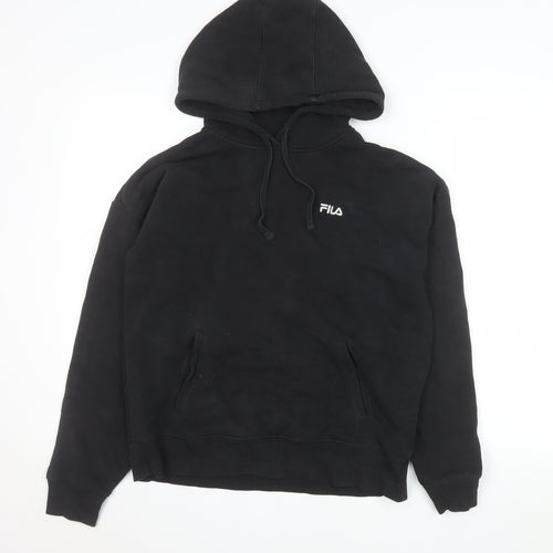 Fila Men’s Black Pullover Hoodie Size S Logo Fleece Sweatshirt