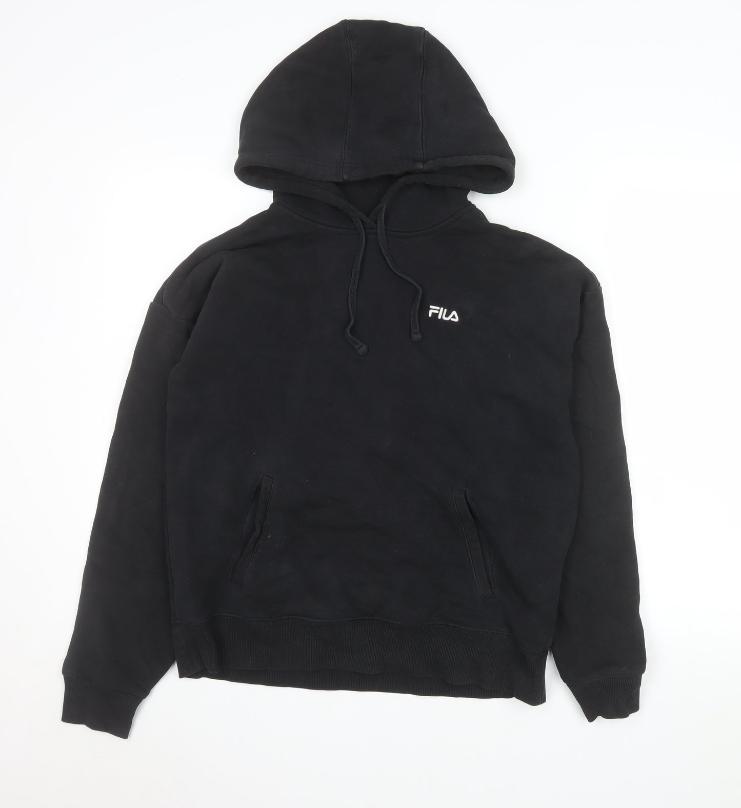 Fila Men’s Black Pullover Hoodie Size S Logo Fleece Sweatshirt