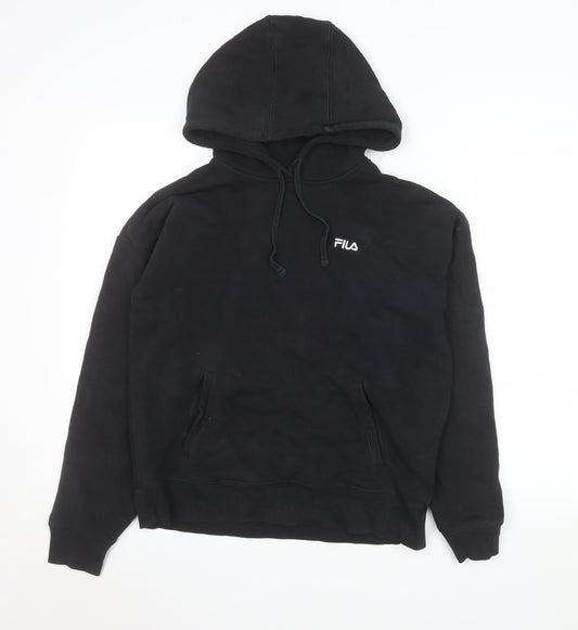 Fila Men’s Black Pullover Hoodie Size S Logo Fleece Sweatshirt