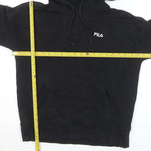 Fila Men’s Black Pullover Hoodie Size S Logo Fleece Sweatshirt