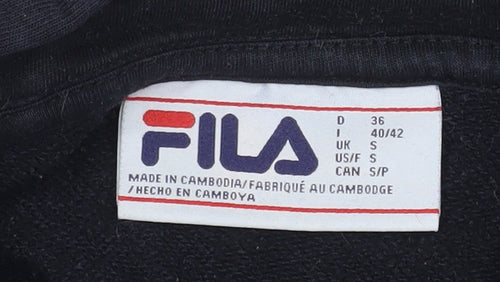 Fila Men’s Black Pullover Hoodie Size S Logo Fleece Sweatshirt