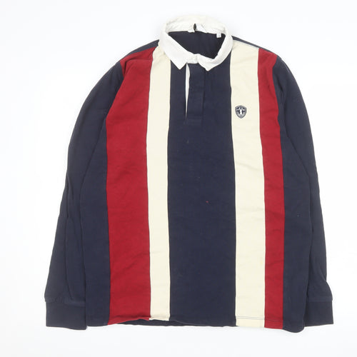 Next Men’s Multicoloured Long Sleeve Rugby Polo Shirt M 100% Cotton