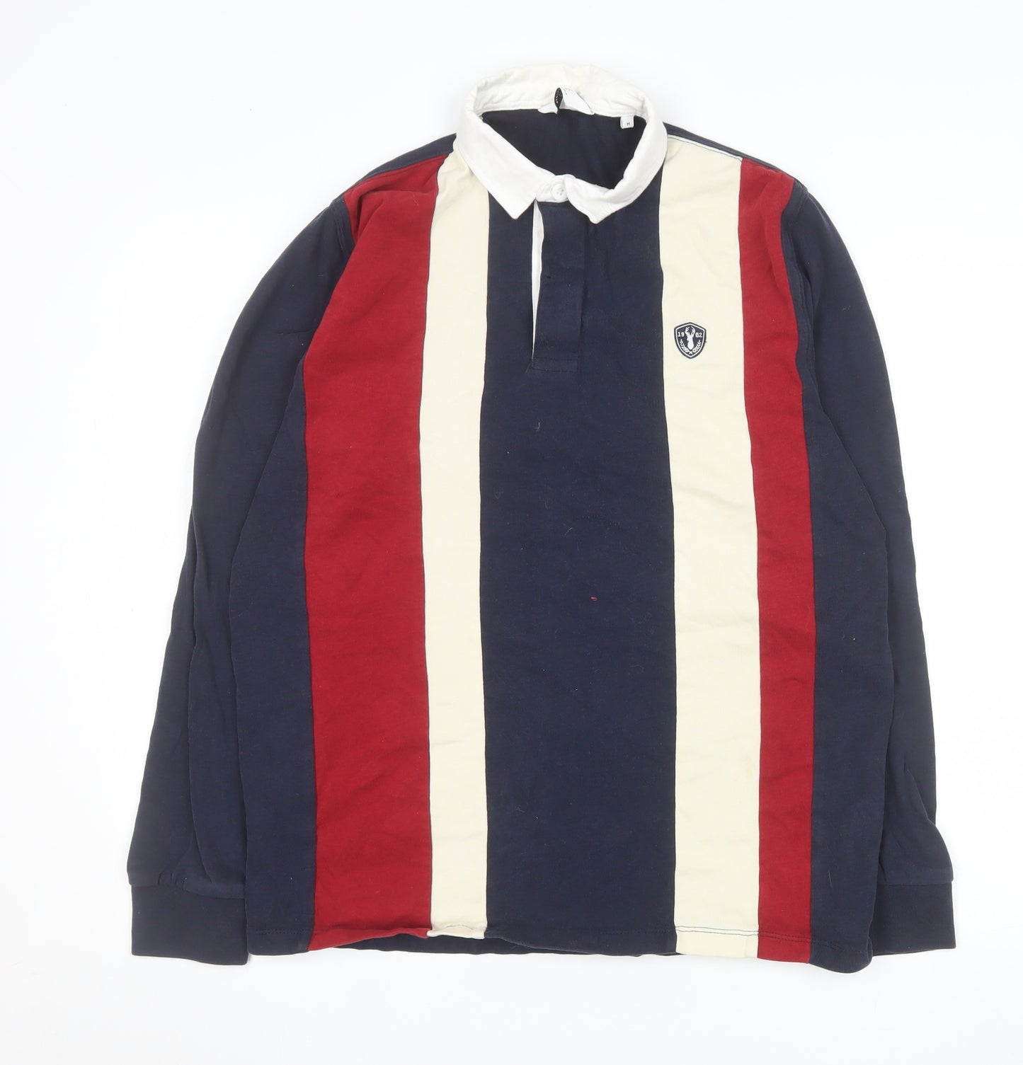 Next Men’s Multicoloured Long Sleeve Rugby Polo Shirt M 100% Cotton