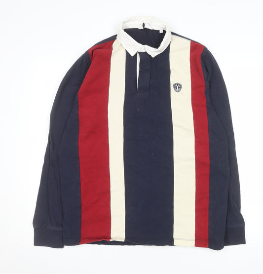 Next Men’s Multicoloured Long Sleeve Rugby Polo Shirt M 100% Cotton