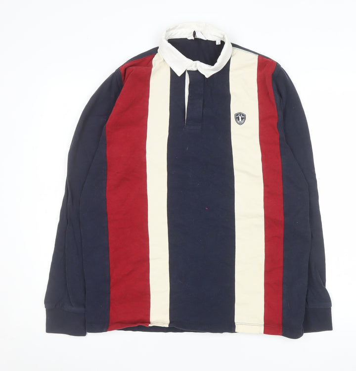 Next Men’s Multicoloured Long Sleeve Rugby Polo Shirt M 100% Cotton
