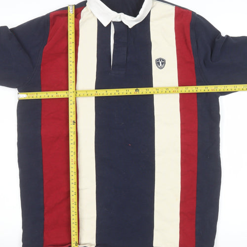 Next Men’s Multicoloured Long Sleeve Rugby Polo Shirt M 100% Cotton