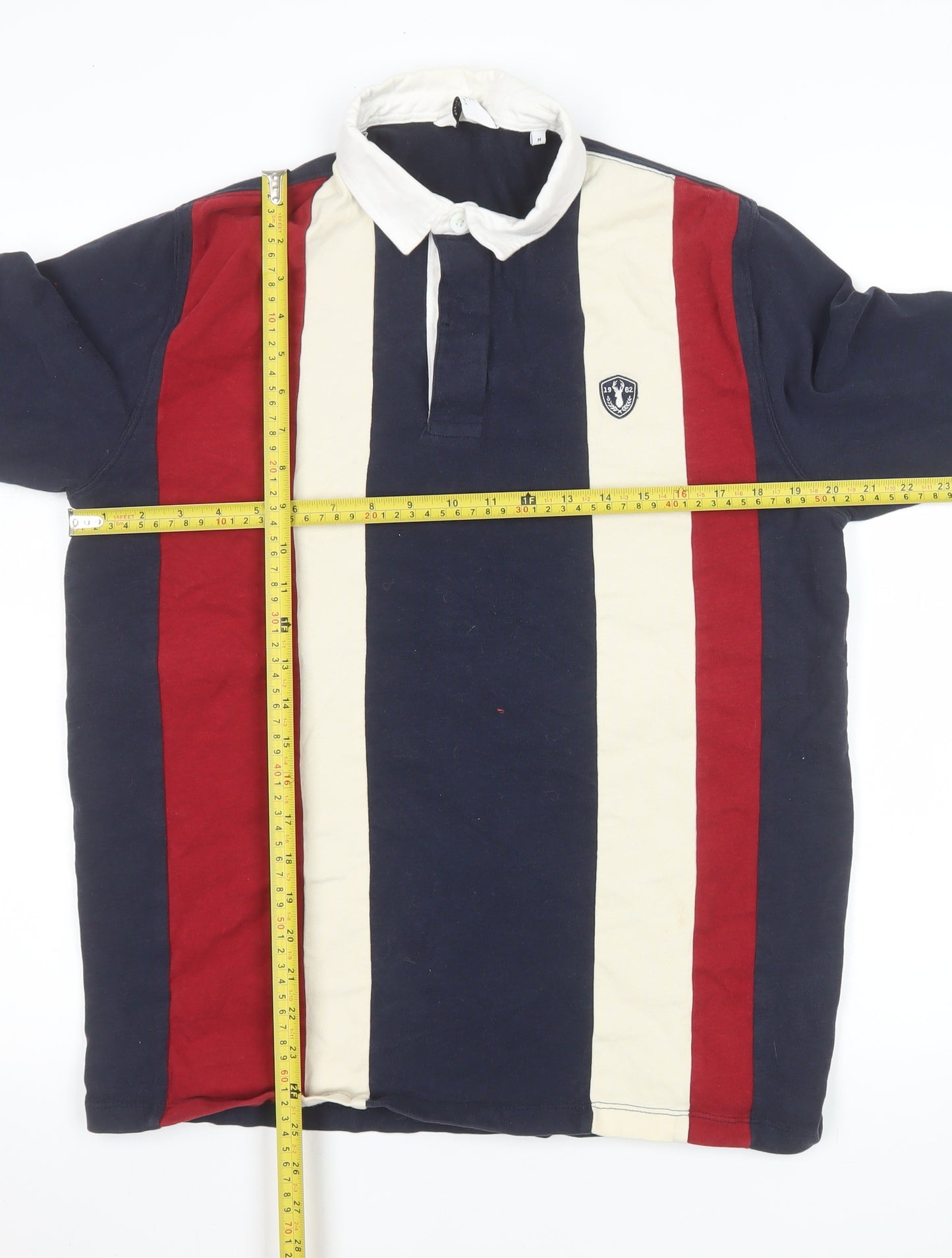 Next Men’s Multicoloured Long Sleeve Rugby Polo Shirt M 100% Cotton