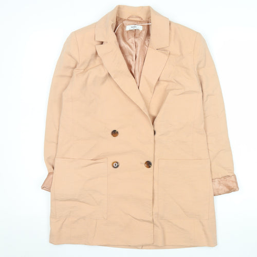 Wallis Women’s Beige Double-Breasted Blazer UK 8 Woven Tailored Jacket