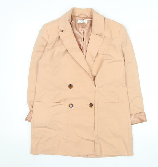Wallis Women’s Beige Double-Breasted Blazer UK 8 Woven Tailored Jacket