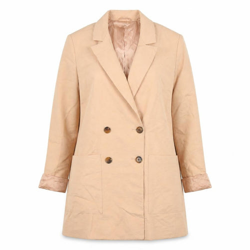 Wallis Women’s Beige Double-Breasted Blazer UK 8 Woven Tailored Jacket