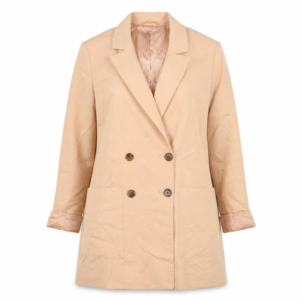 Wallis Women’s Beige Double-Breasted Blazer UK 8 Woven Tailored Jacket