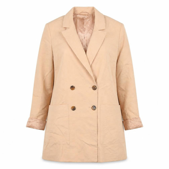Wallis Women’s Beige Double-Breasted Blazer UK 8 Woven Tailored Jacket