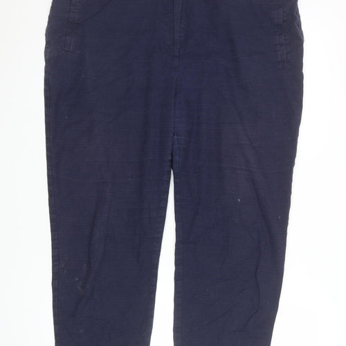 Next Women's Blue Cropped Stretch Cotton Trousers Size 20
