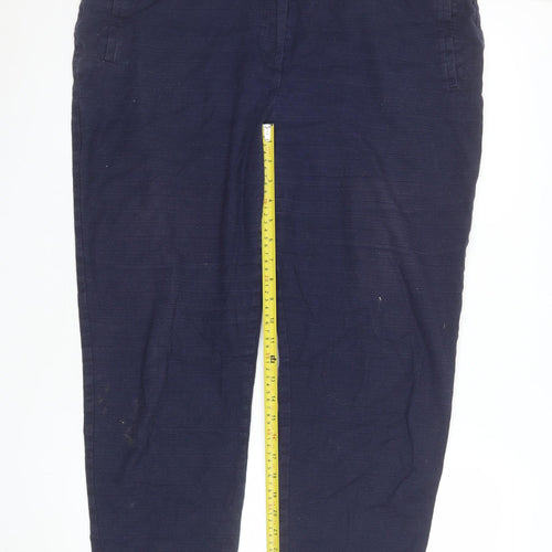 Next Women's Blue Cropped Stretch Cotton Trousers Size 20