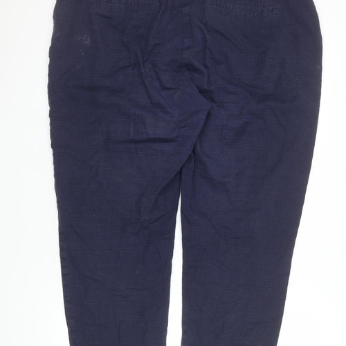 Next Women's Blue Cropped Stretch Cotton Trousers Size 20