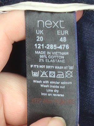 Next Women's Blue Cropped Stretch Cotton Trousers Size 20