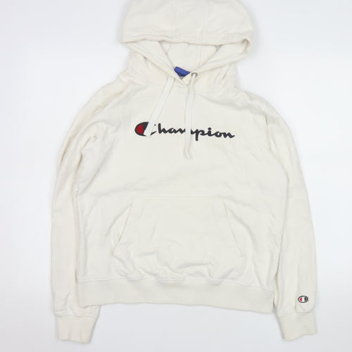 Champion Men's Ivory Small Pullover Hoodie with Logo Graphic