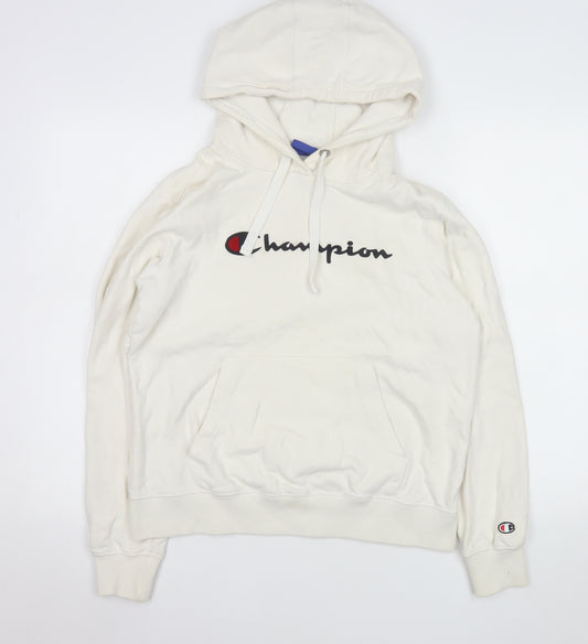 Champion Men's Ivory Small Pullover Hoodie with Logo Graphic