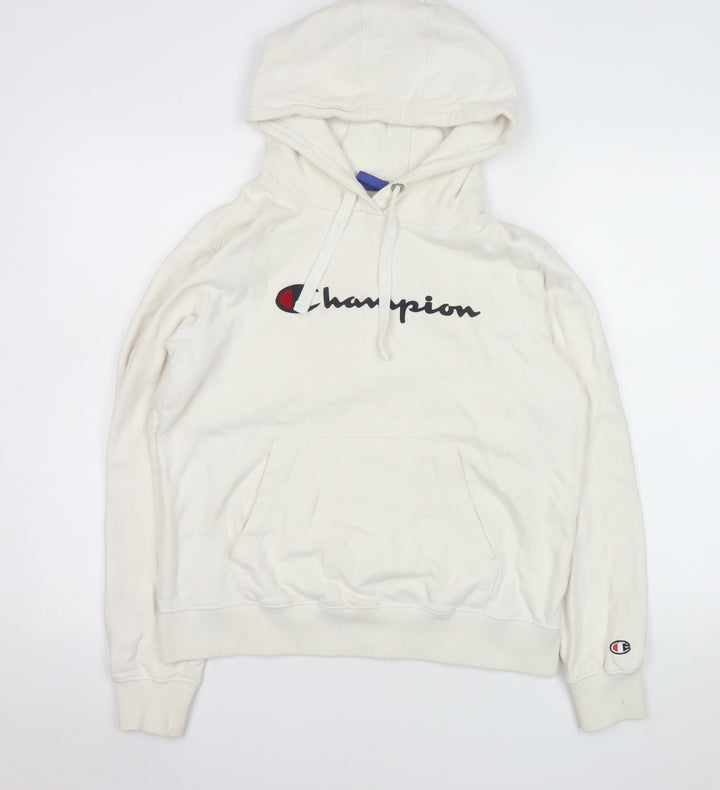 Champion Men's Ivory Small Pullover Hoodie with Logo Graphic