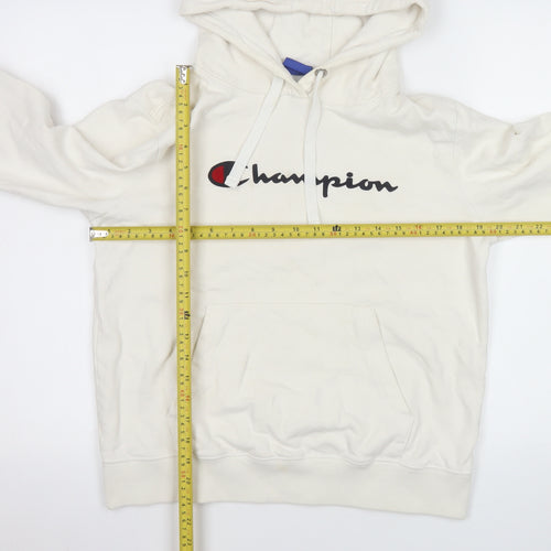 Champion Men's Ivory Small Pullover Hoodie with Logo Graphic